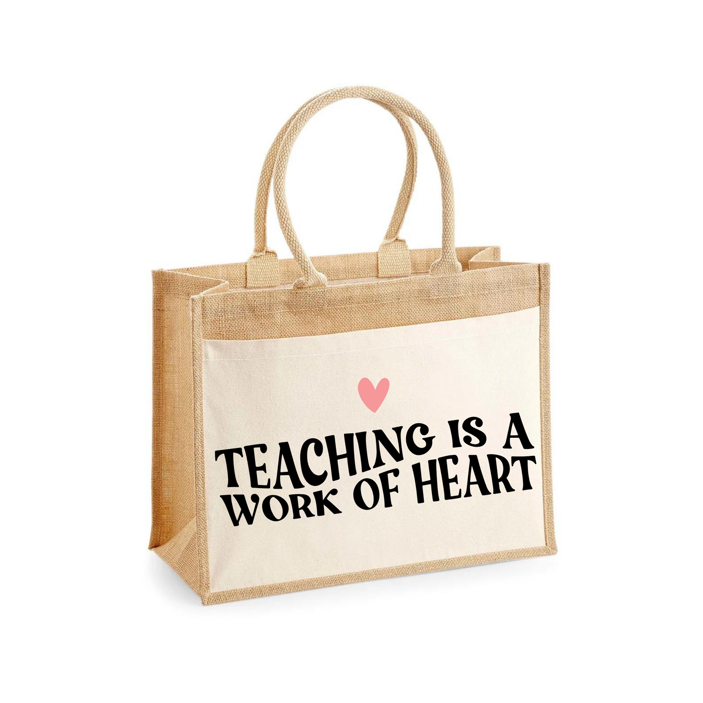 Jutetasche „Teaching is a work of heart“ | für Lehrer