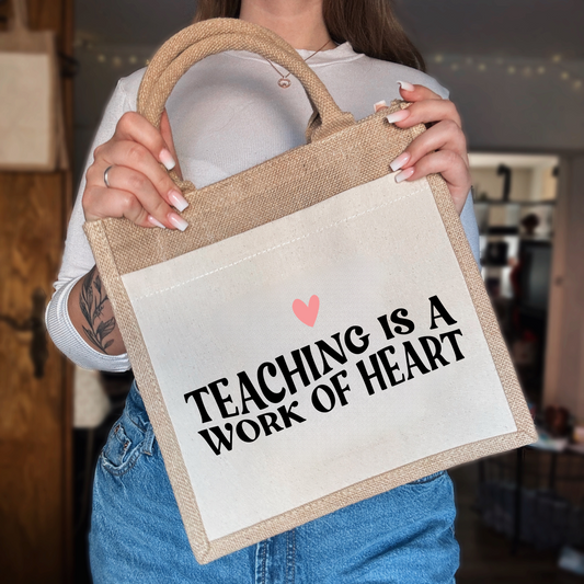 Jutetasche „Teaching is a work of heart“ | für Lehrer